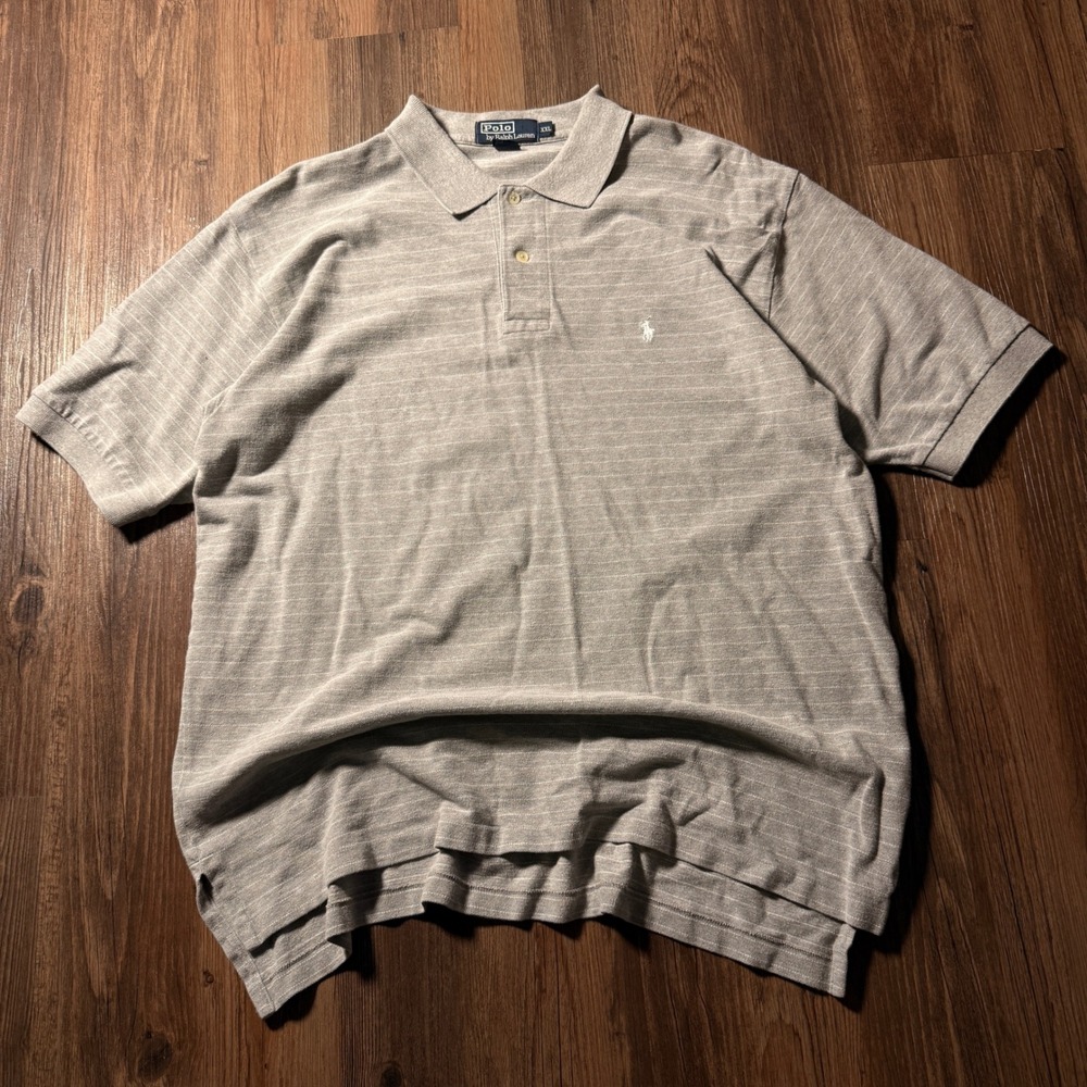 Polo by Ralph Lauren XXL Polo Shirt Gray Striped Short Sleeve Classic‎ Menswear